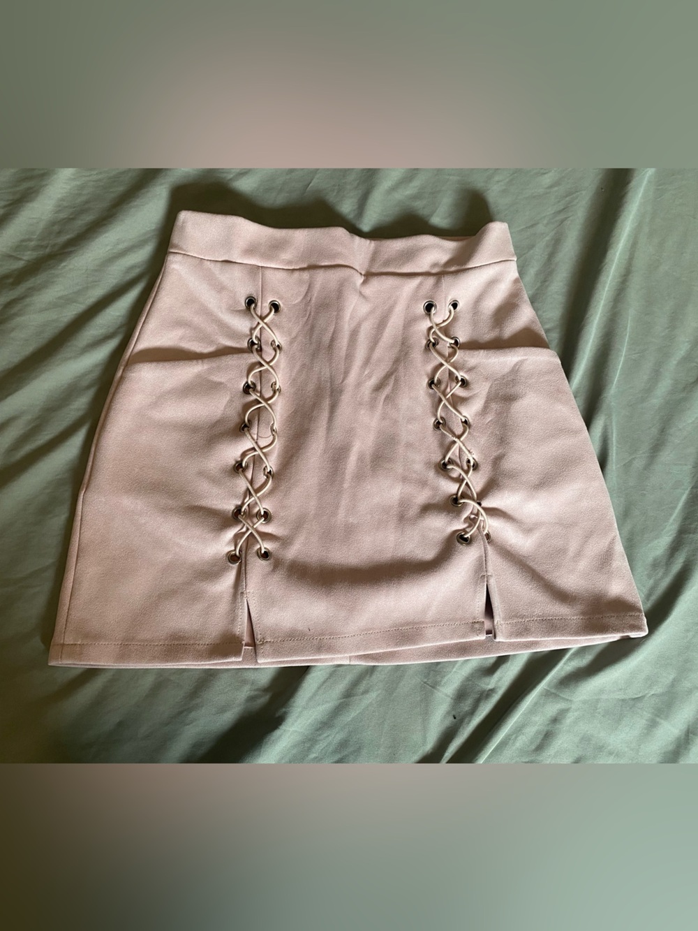 Lace-Up Pink Mini Skirt